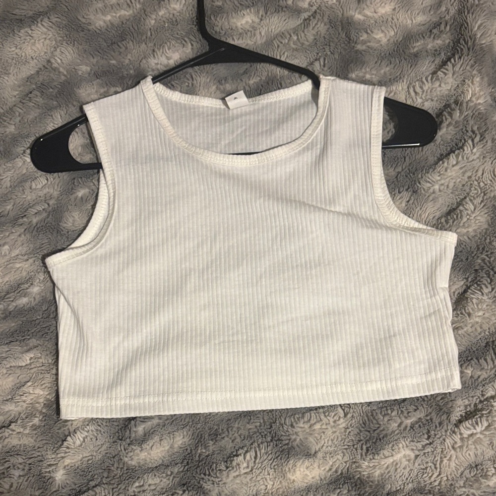 White Ribbed Crop Top